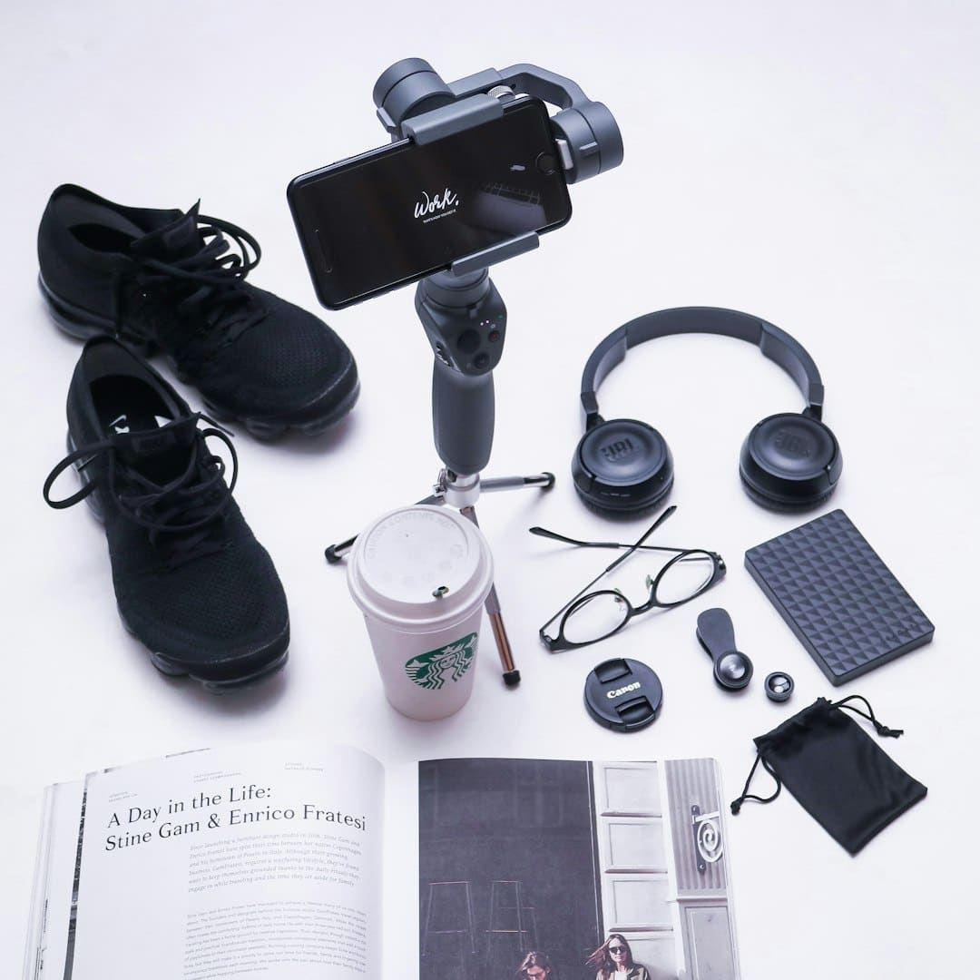 black dslr camera on white table product photo lifestyle image ecommerce photography - AI Bud