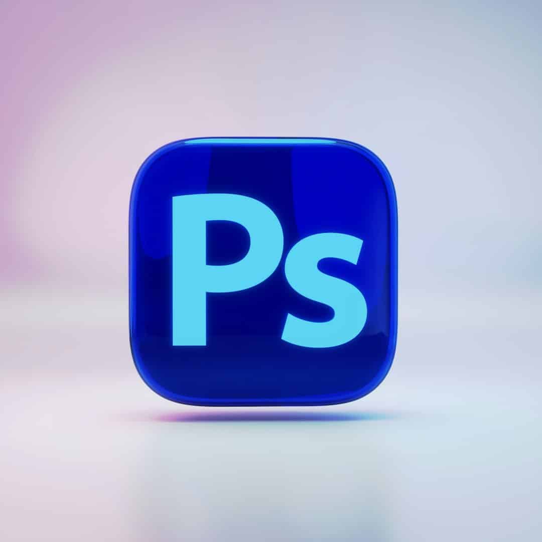 Adobe Photoshop logo: blue rounded square with light blue 'Ps' lettering on a soft gradient background