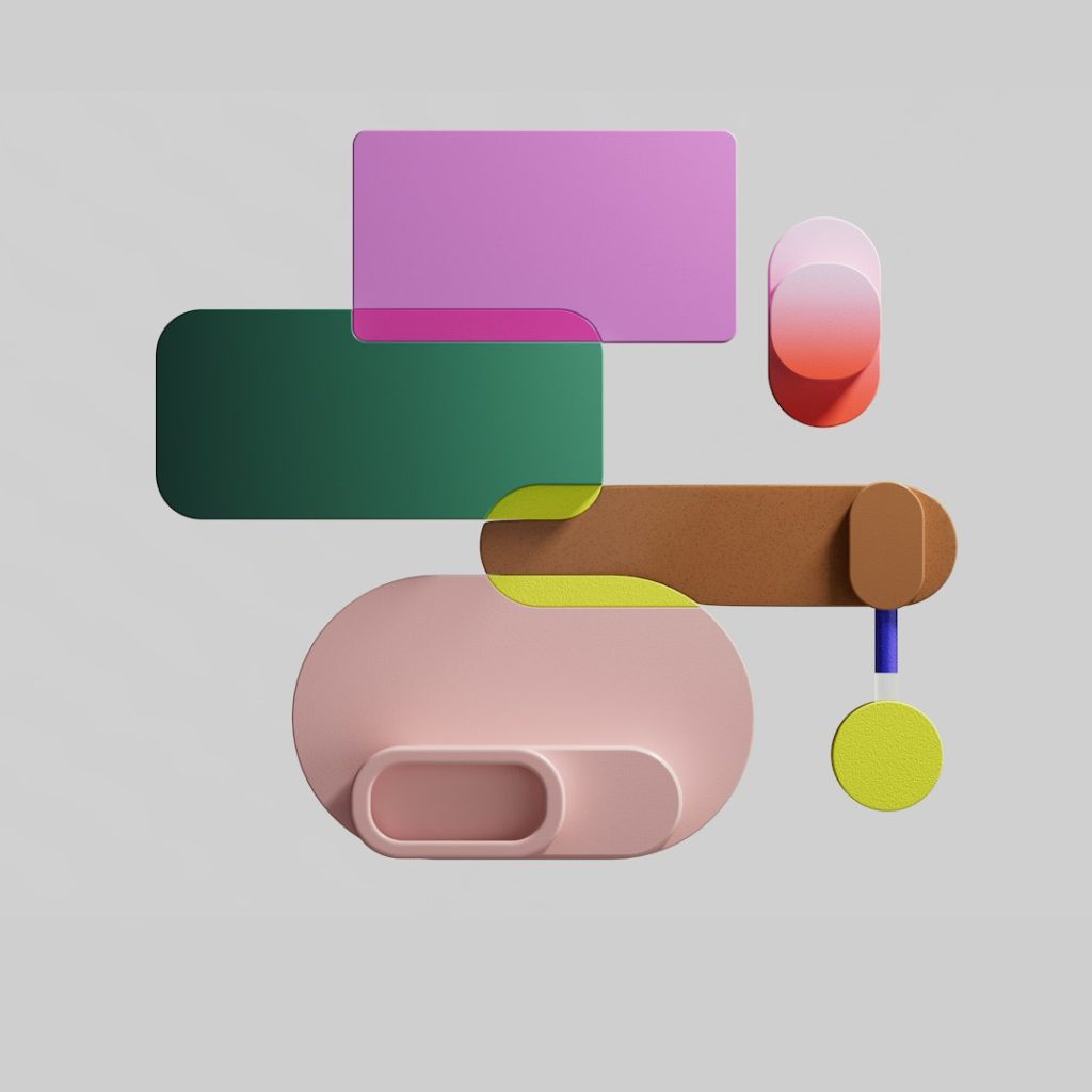 a group of different shapes and colors on a gray background colorful user interface ice cream stand pastel game visuals - AI Bud