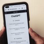 Mobile screen showing ChatGPT with 'New chat' header and a list of example prompts.