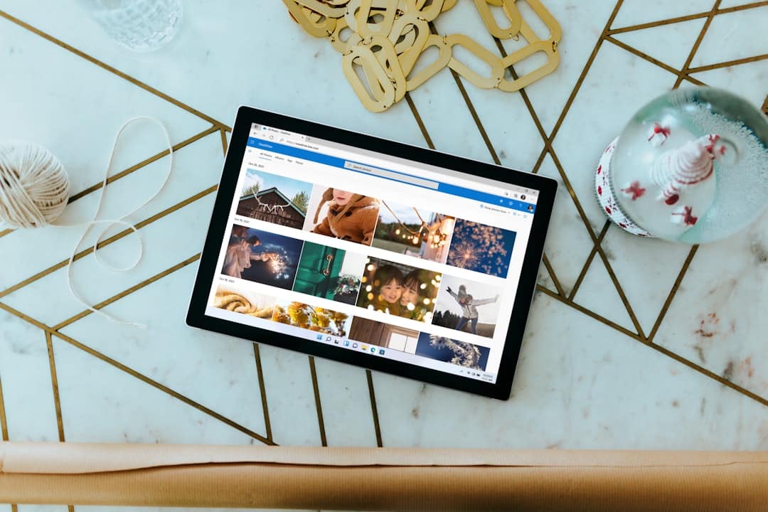 Surface Laptop on table with Christmas decorations surrounding visual search image recognition product images ecommerce ai - AI Bud