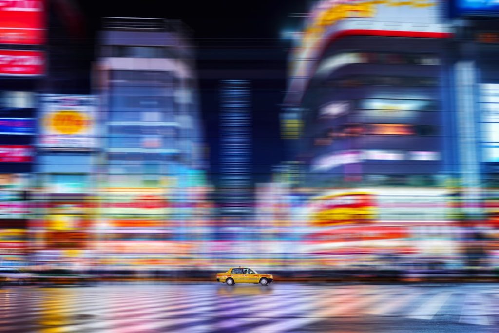 yellow car on road during night time sky racing futuristic car high speed game - AI Bud