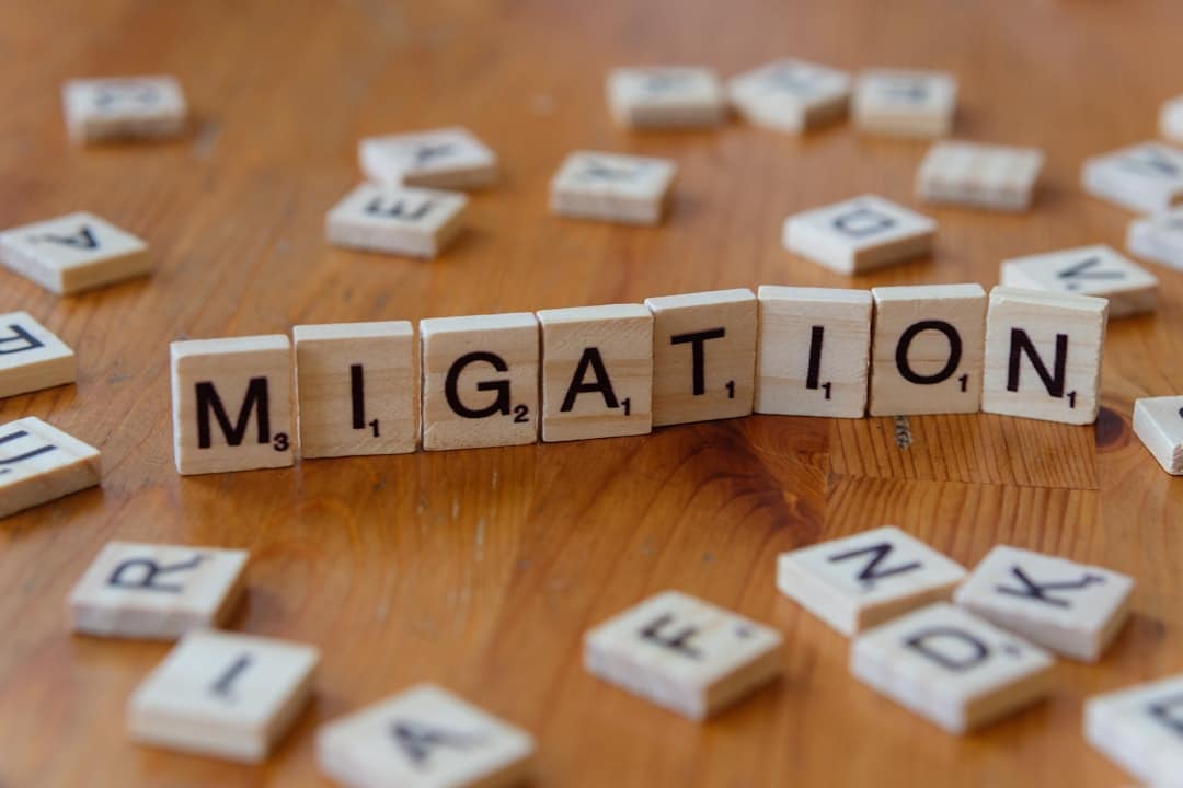A close up of a wooden block with letters spelling the word migration migration process website hosting cloud migration - AI Bud