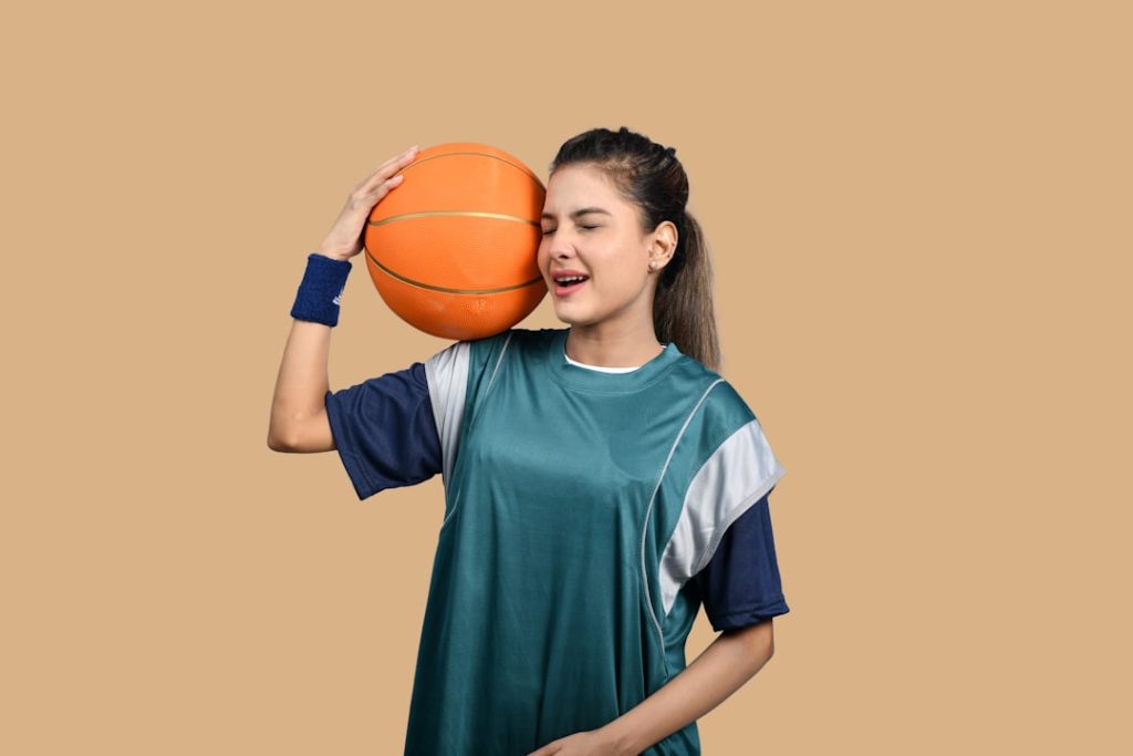 a girl holding a basketball ai education fitness coach app shopping assistant - AI Bud