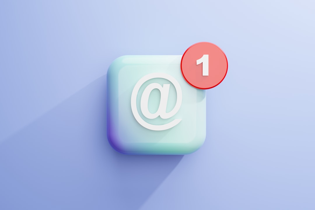 Pastel blue rounded-square email icon with a white @ and a red badge showing 1 (new message).