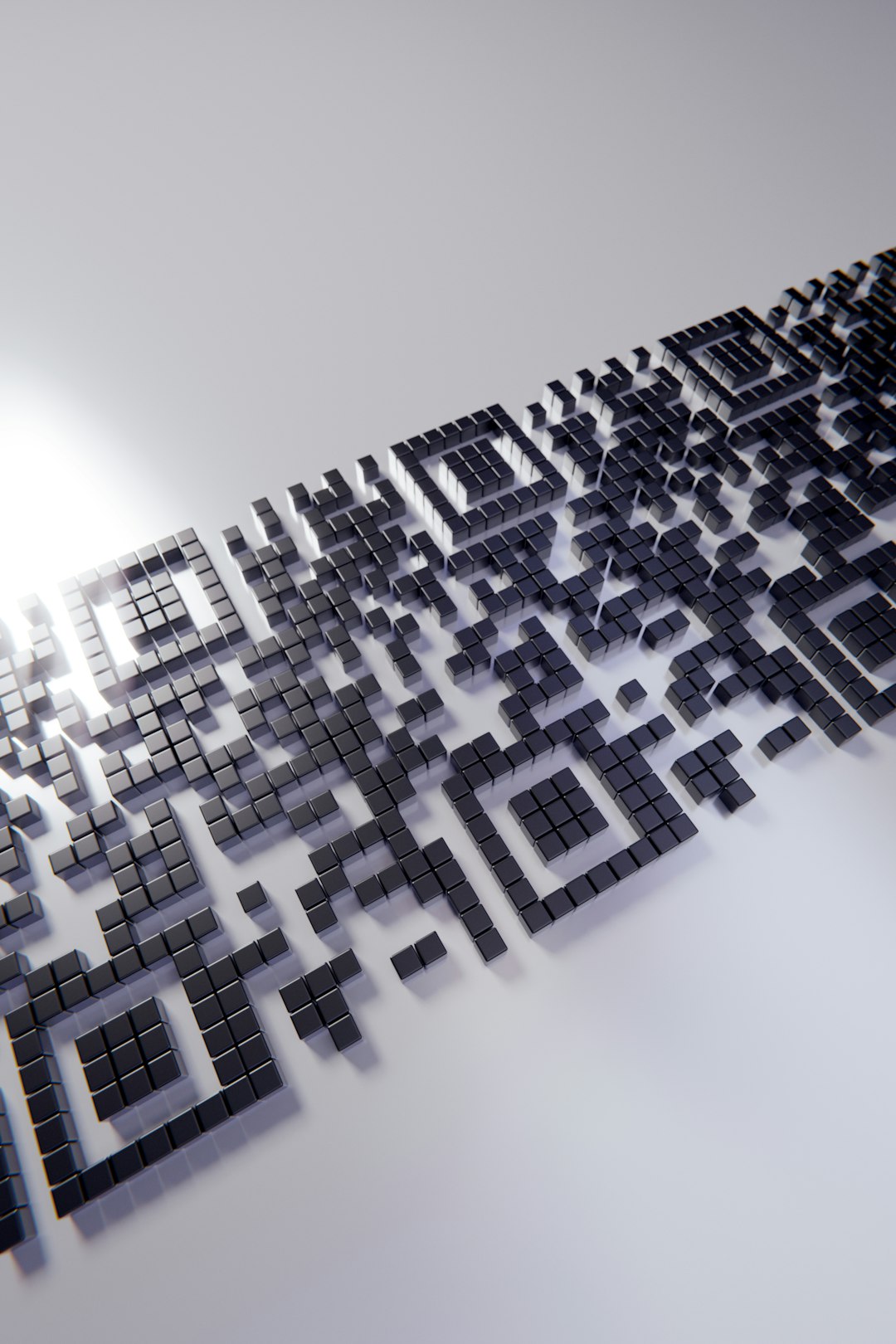 3D black cubes form the word BLOCKCHAIN along a diagonal, representing blockchain technology.