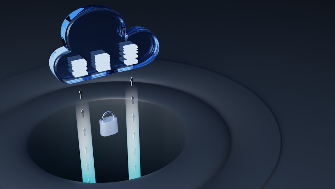 Blue cloud with three server icons and a padlock, symbolizing cloud security and data protection.
