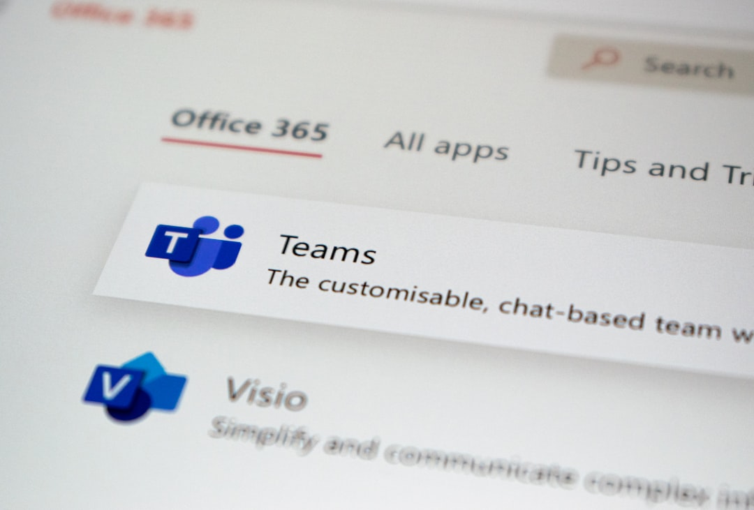 Office 365 screen showing the Teams tile with its blue logo and the text 'Teams' and tagline below (The customisable, chat-based team...).