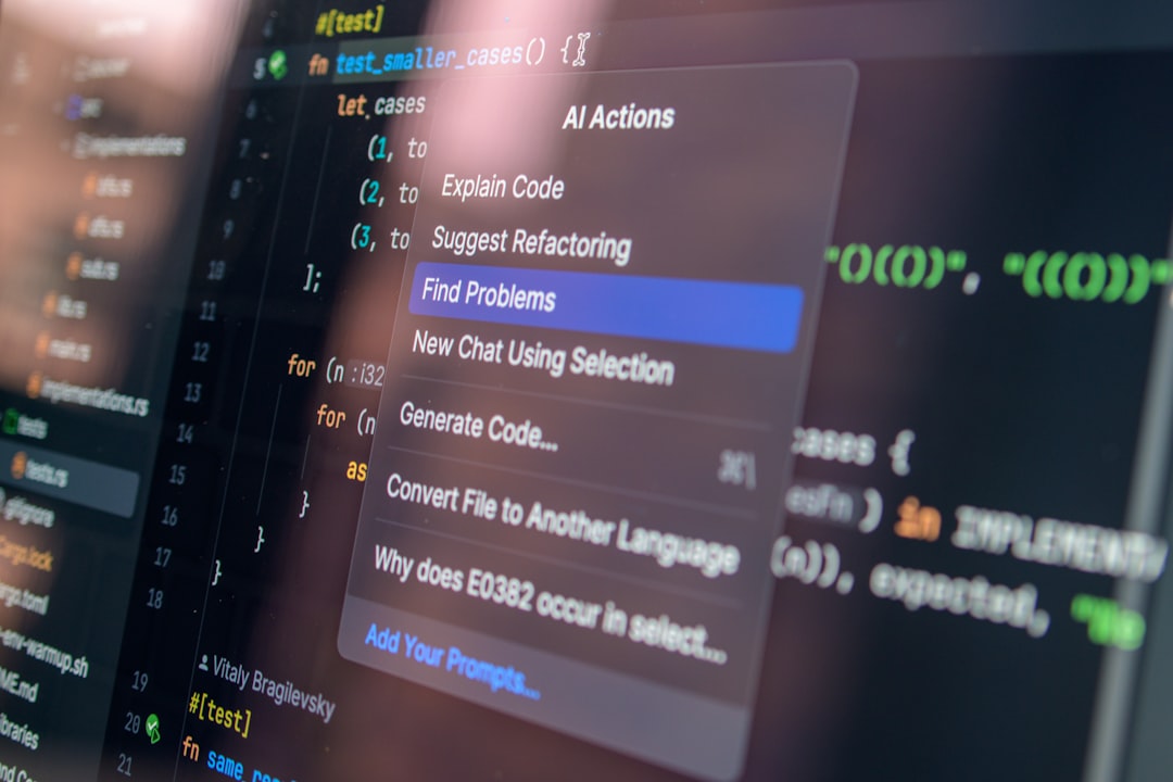 Code editor with a floating AI Actions menu; options include Explain Code, Suggest Refactoring, and Find Problems (highlighted).