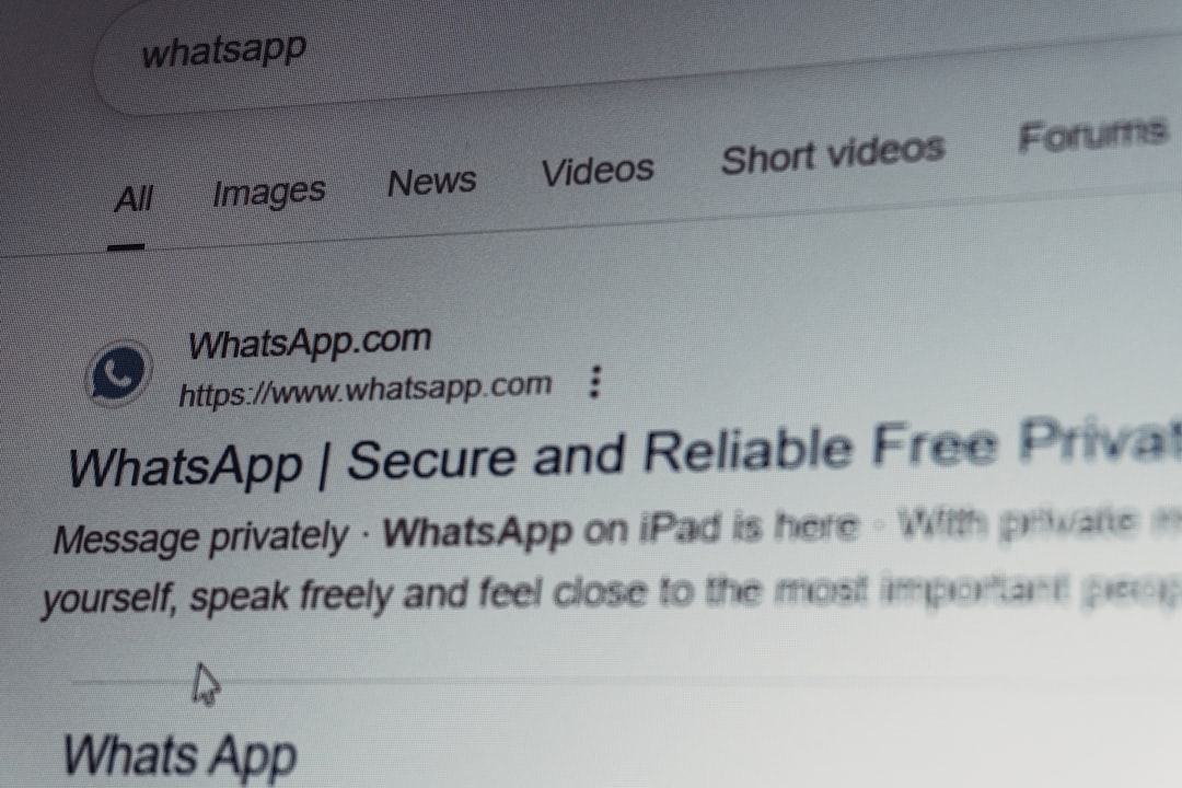 Screenshot of WhatsApp website in a browser, showing the WhatsApp header and navigation tabs (All, Images, News, Videos).