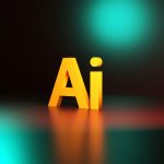 Orange 3D letters 'Ai' standing on a reflective surface with a teal glow in a dark background, suggesting artificial intelligence.