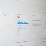 Analytics dashboard with metrics and charts: 102 users in last 30 minutes, a bar chart of users per minute, and a top countries list (United States, Canada, India, Pakistan, Brazil).