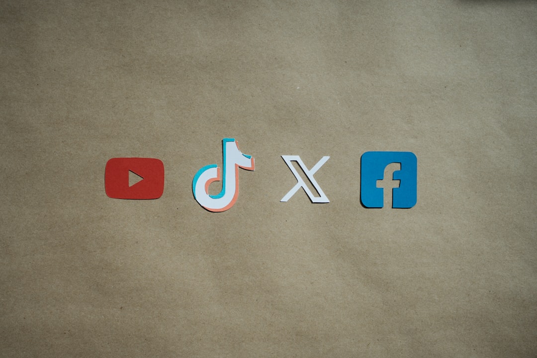 Row of popular social media logos: YouTube, TikTok, X (Twitter), and Facebook on a kraft paper background.