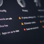 Security dashboard showing green checkmarks for Networks are safe, Virus free, and Apps are up-to-date.