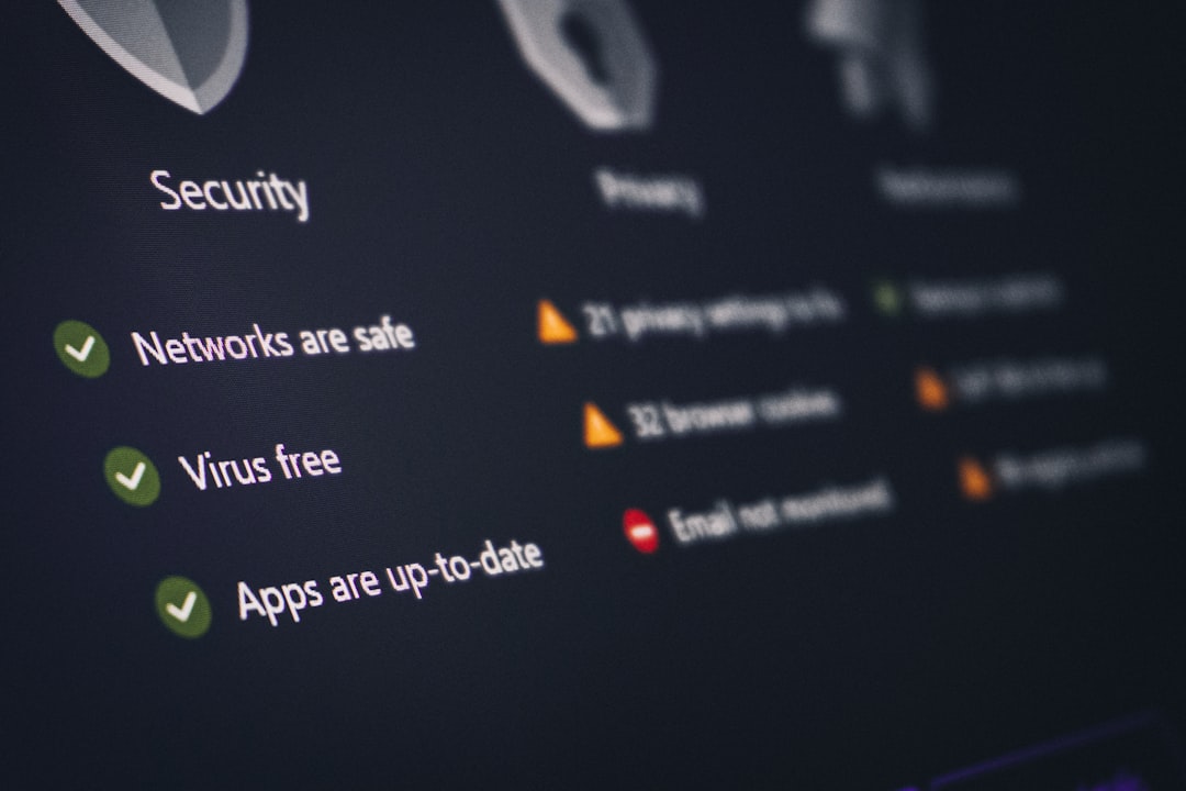 Security status panel showing green check marks next to: Networks are safe, Virus free, and Apps are up-to-date.