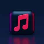Icon: glossy dark square with a bright pink musical note, representing a music app or playback